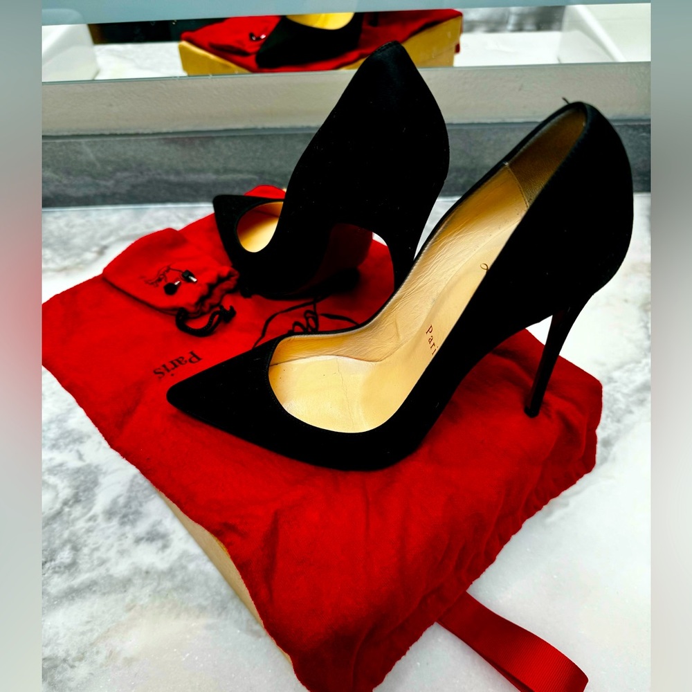 Christian Louboutin - So Kate - Black Suede - Heels - Retail $795 - Authentic
